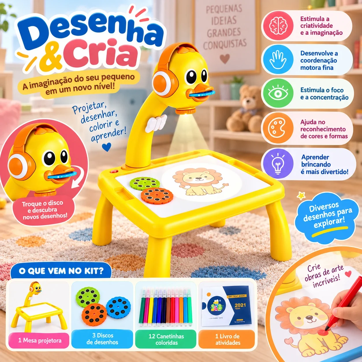 Projection Drawing Table™ - Mesa de Desenhos Com Projetor Para Estímulo Cerebral — imagem 2