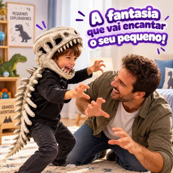 MegaRex™ – Fantasia de Dinossauro | Cabeça 3D + Espinha com Cauda — imagem 2