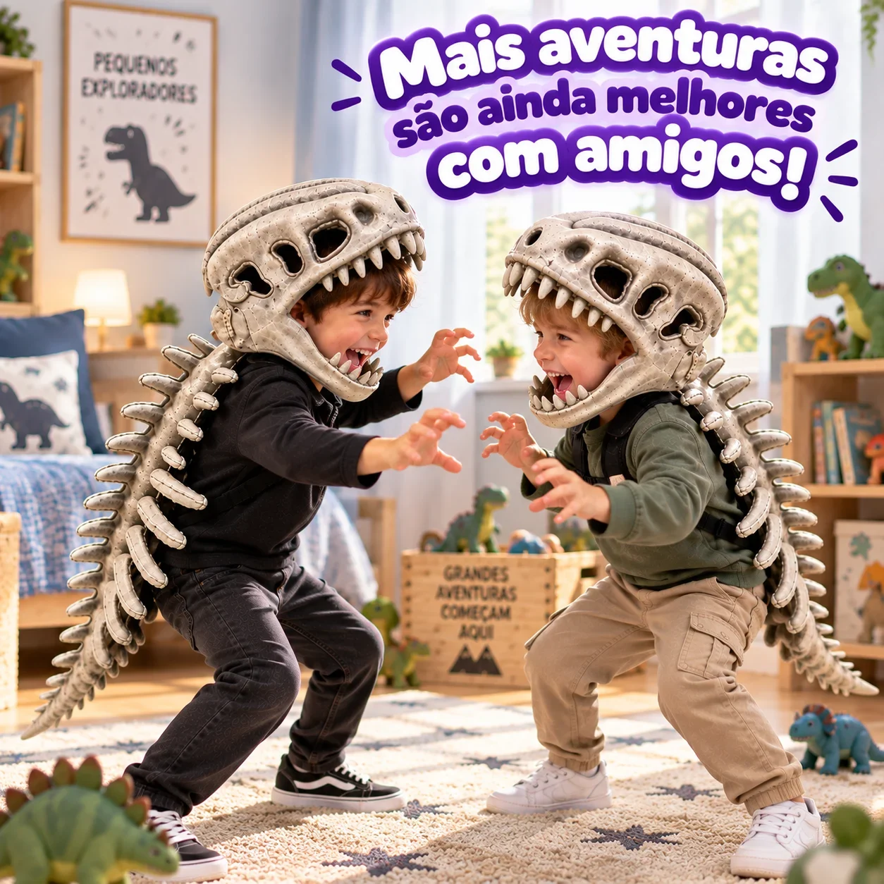 MegaRex™ – Fantasia de Dinossauro | Cabeça 3D + Espinha com Cauda — imagem 4
