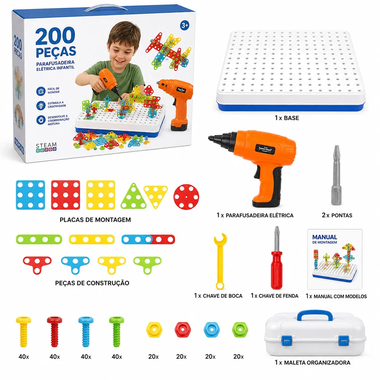 BuildFun™ – Oficina Criativa | Kit de Construção com Furadeira + Peças — imagem 4