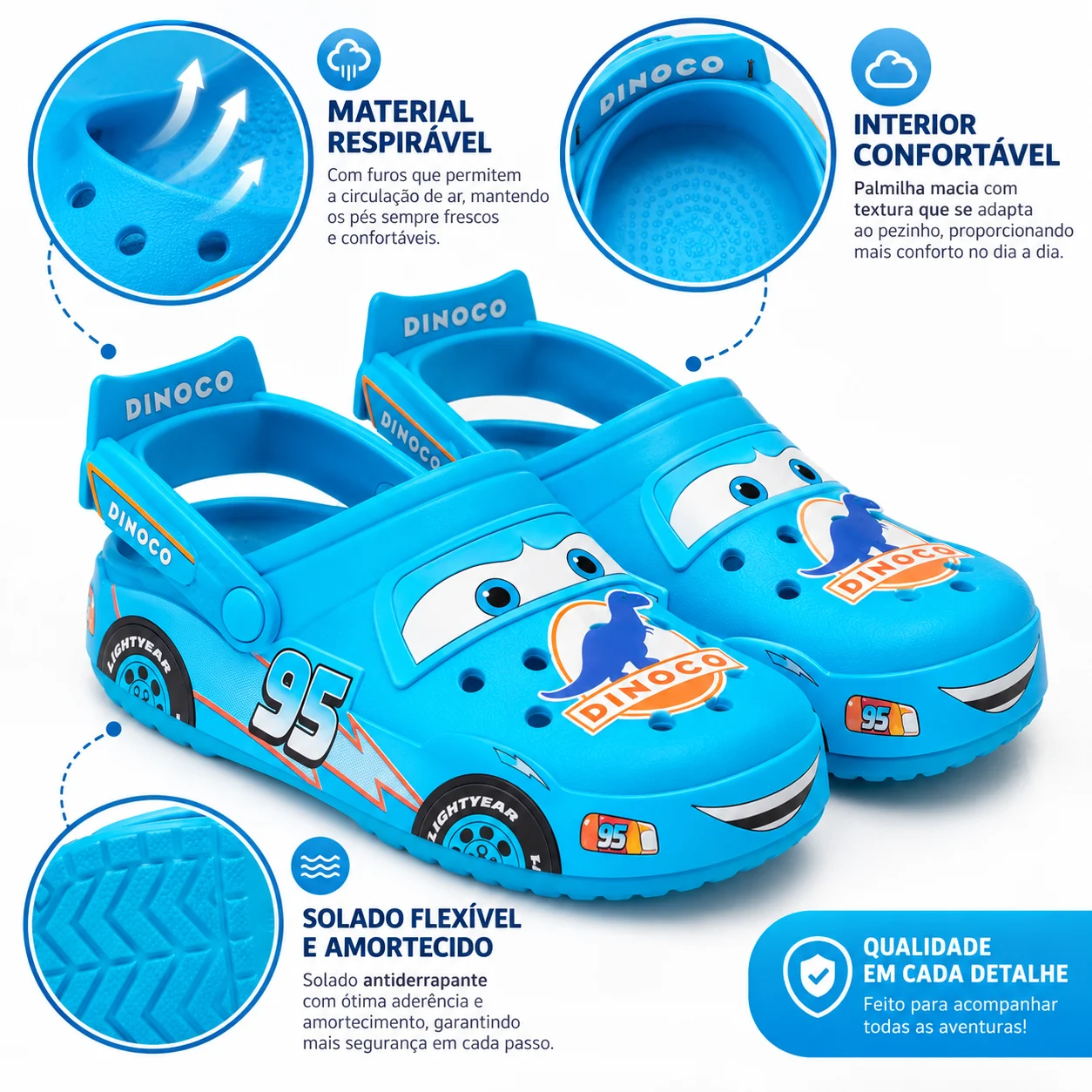 TurboCrocs™ – Calçado Infantil Radical | Modelo Dinoco + Nome Personalizado — imagem 5