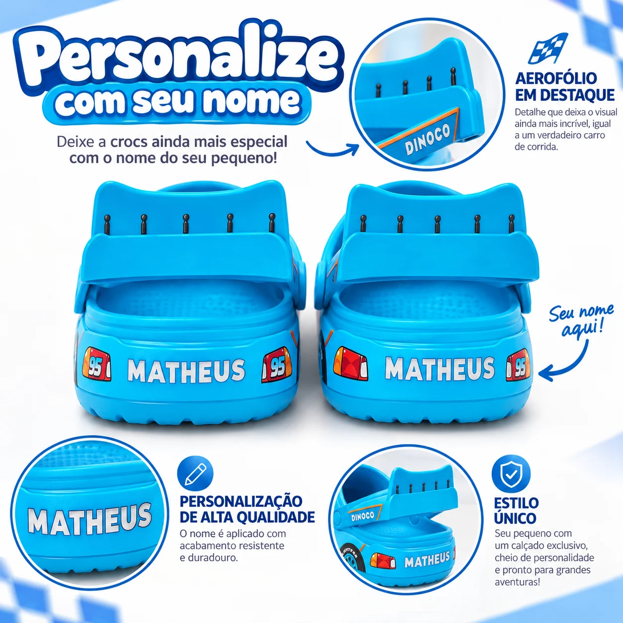 TurboCrocs™ – Calçado Infantil Radical | Modelo Dinoco + Nome Personalizado — imagem 4